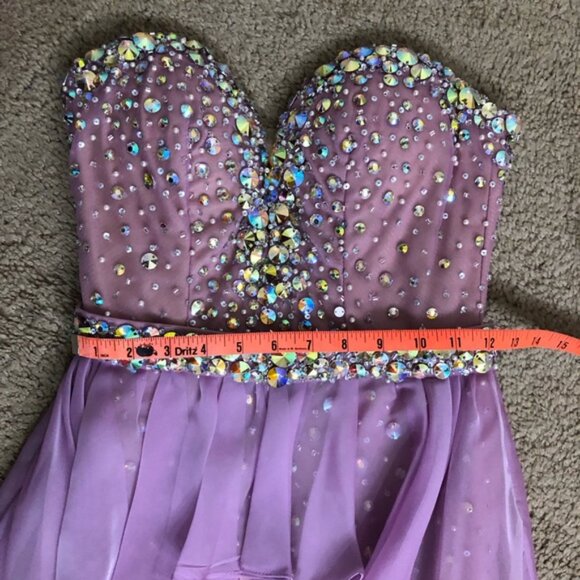 GIGI Beaded Lavender Peplum High Low Gown - Size 2 - NWT - Picture 7 of 11